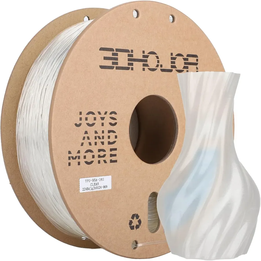 3DHoJor TPU95A 3D Printer Filament, 1.75mm, 1kg, Clear