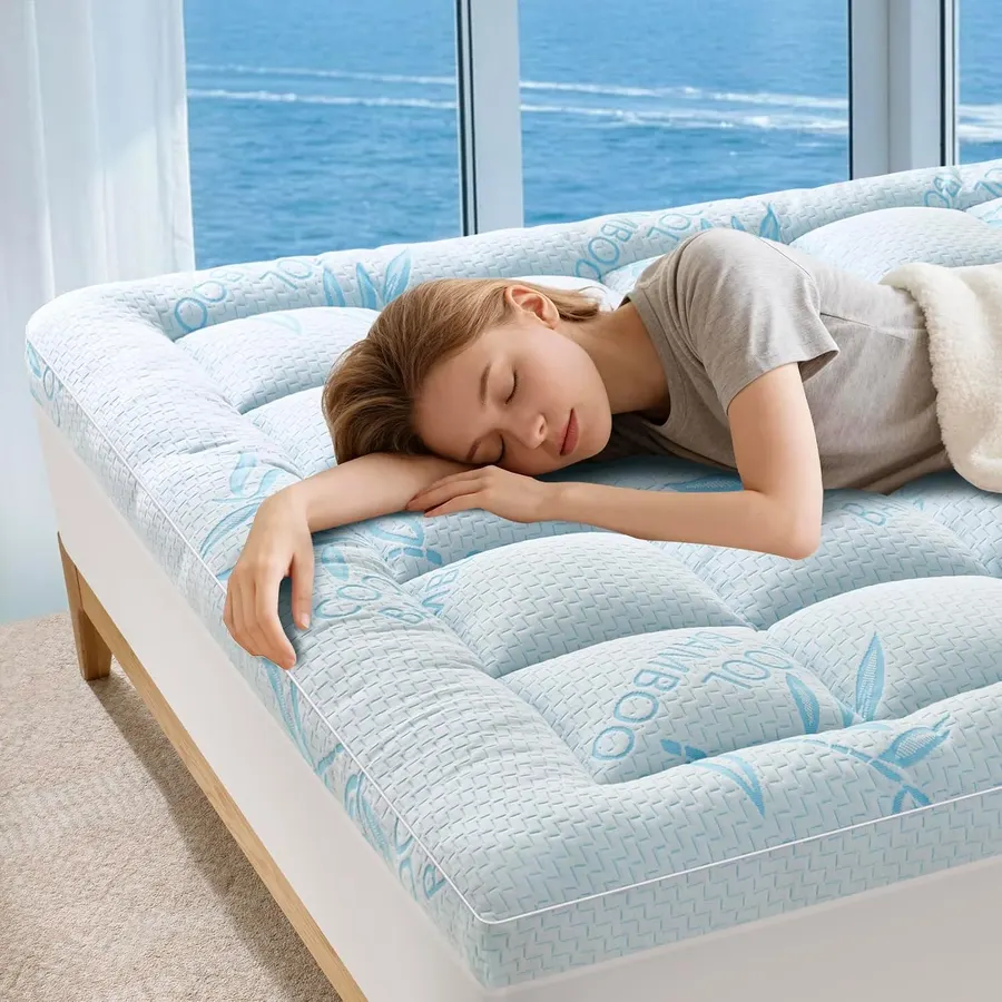 Acnalboma Queen Mattress Topper, Bamboo Viscose Pillow Top