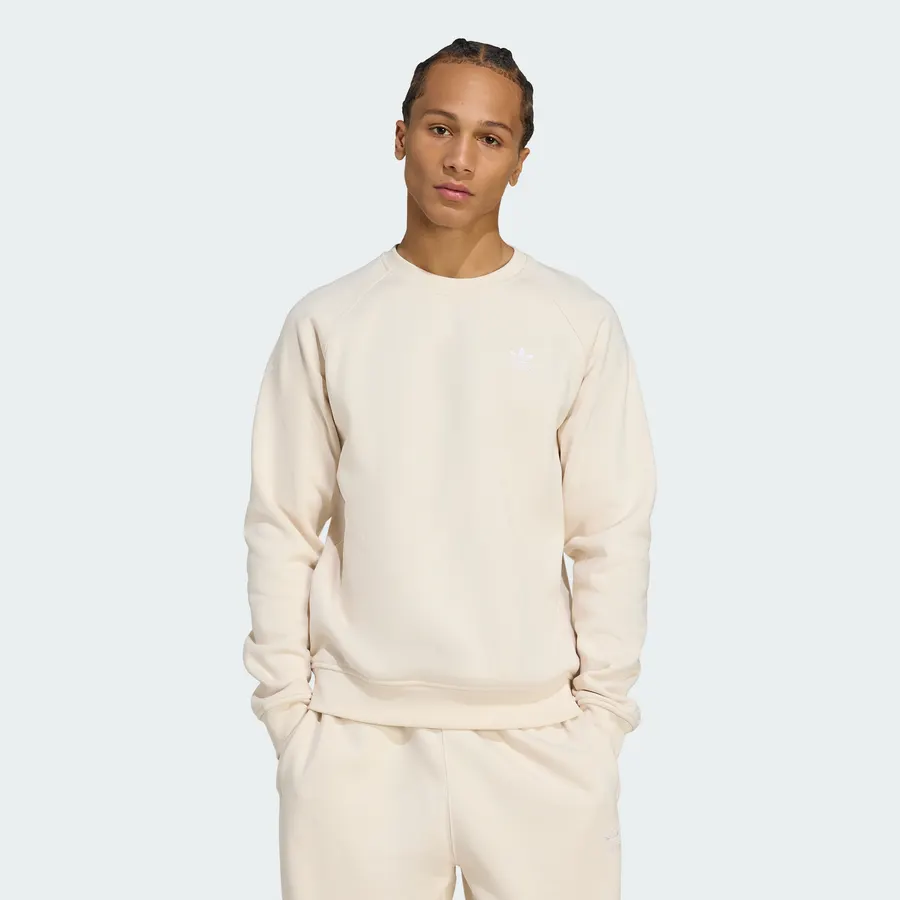 adidas Men's Trefoil Essentials Crew Sweatshirt, Wonder White/White