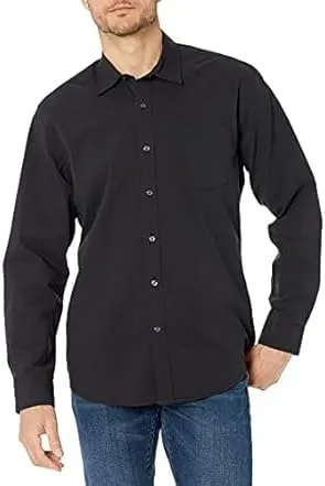 Amazon Essentials Men's Regular-Fit Long-Sleeve Poplin Shirt, Black