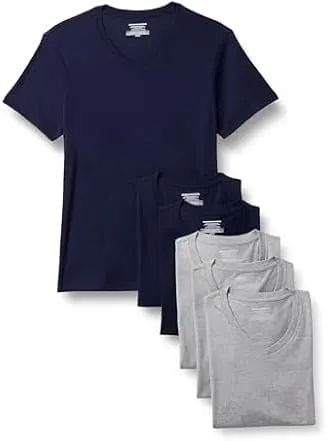 Amazon Essentials Men's Slim Fit V-Neck Undershirt, 6-Pack, Grey/Navy