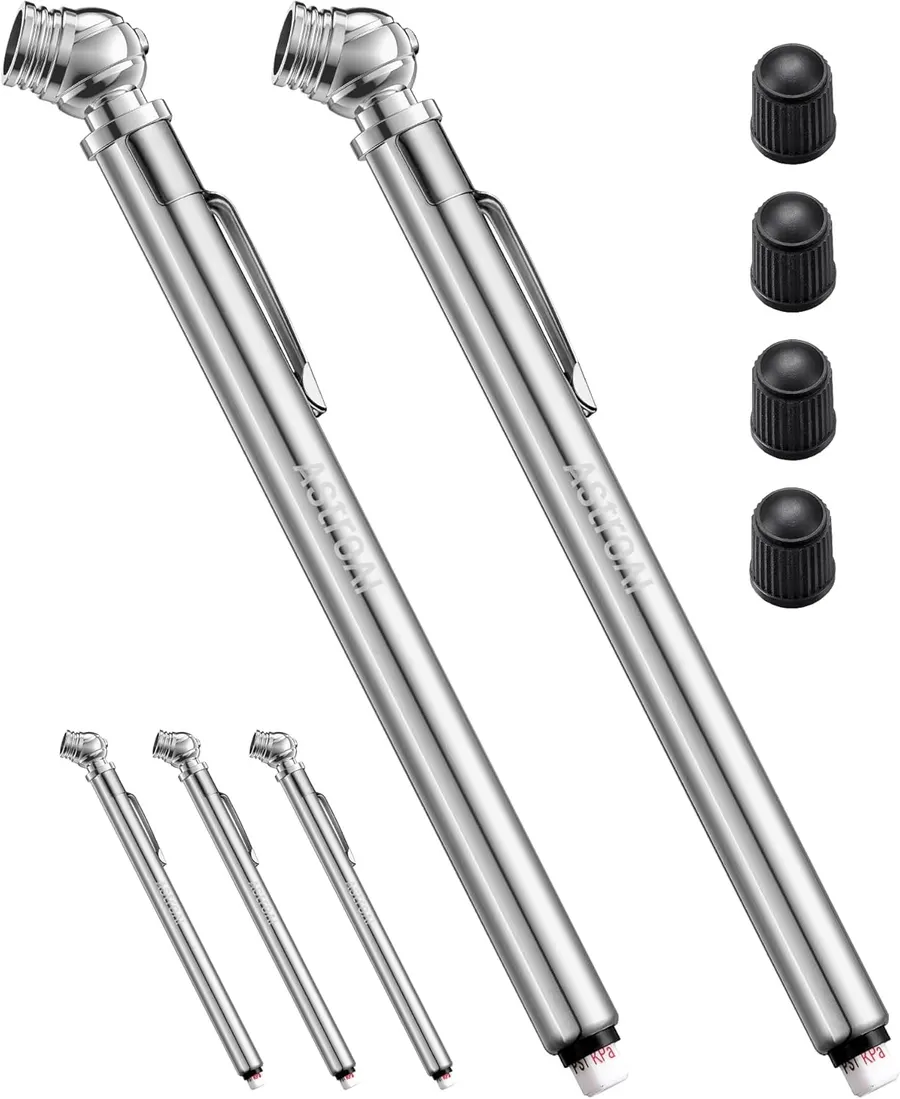 AstroAI Pencil Tire Pressure Gauge, 2-Pack, 10-75 PSI Stainless Steel