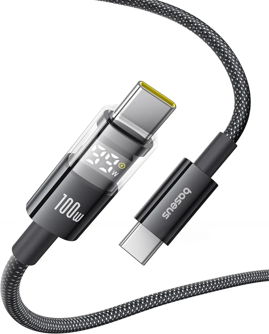 Baseus 100W USB-C to USB-C Cable with LED Display, 6.6ft