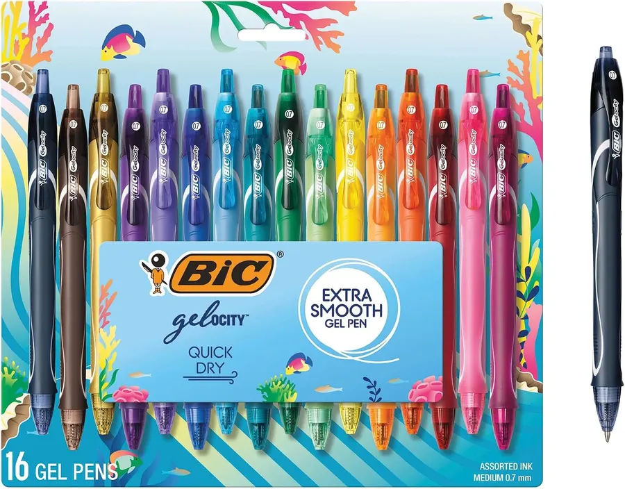 BIC Gelocity Quick Dry Gel Pens, 16-Count,