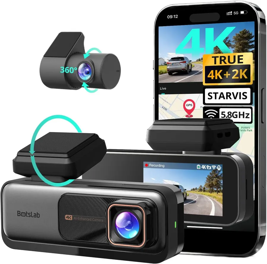BOTSLAB G980H 4K Dash Cam, Front & Rear (No SD Card)