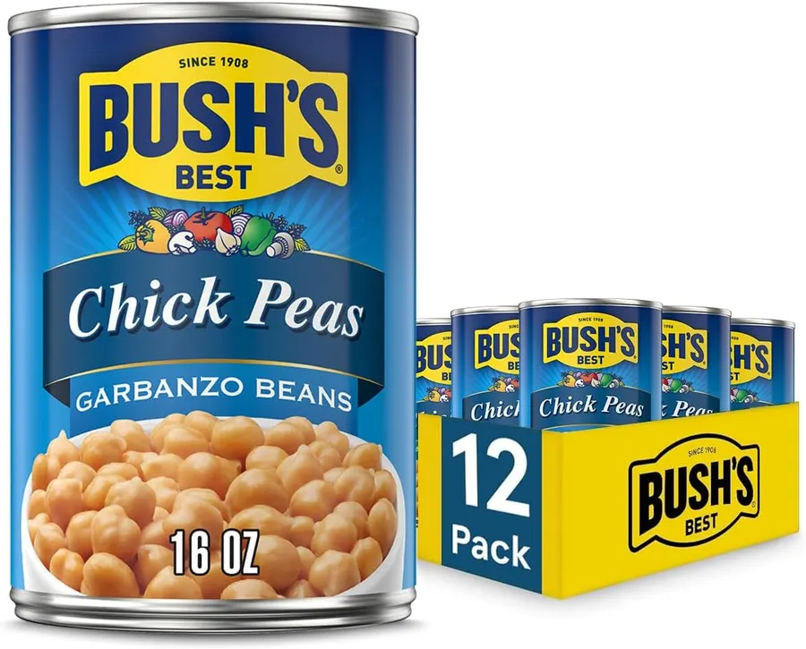 Bush's Best Garbanzo Beans (Chickpeas), 16 oz, Pack of 12