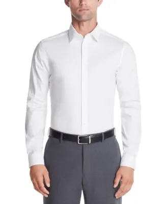 Calvin Klein Men's Slim-Fit Stretch Dress Shirt, White