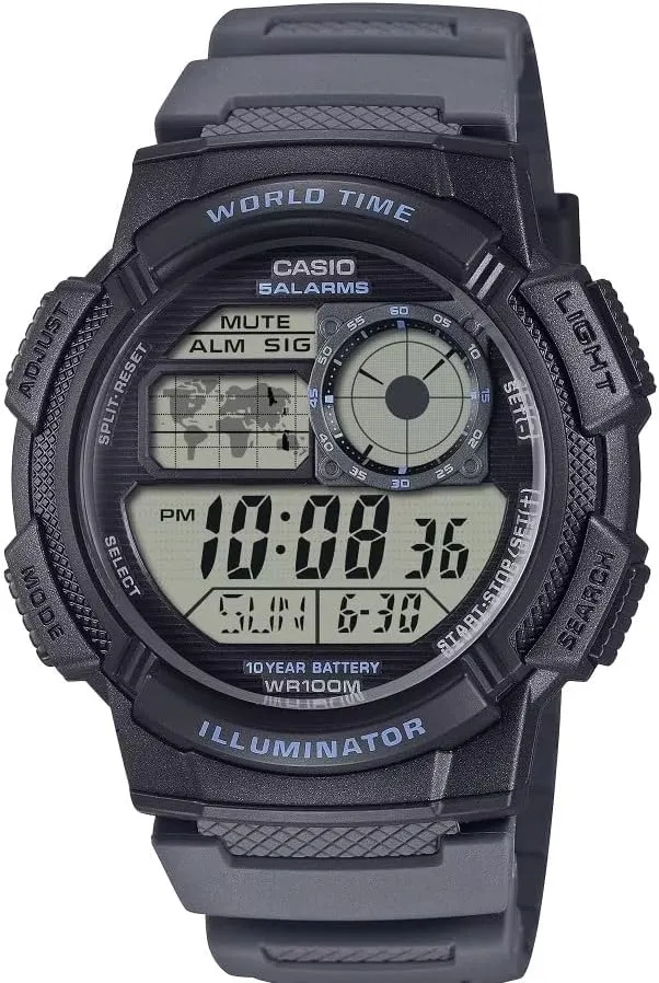 Casio AE-1000W-8AV Men's Digital Watch, Black/Black