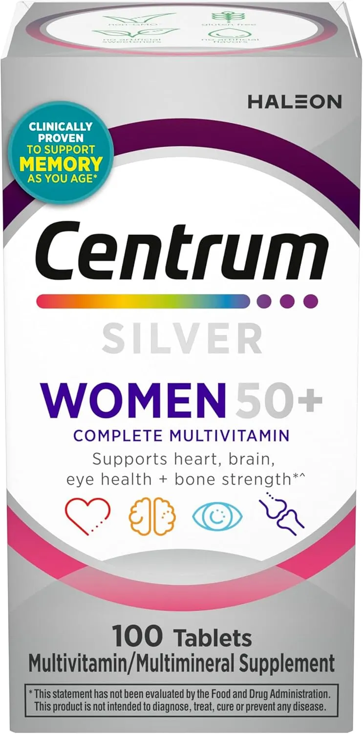 Centrum Silver Women's Multivitamin for Women 50+, 100 Tablets