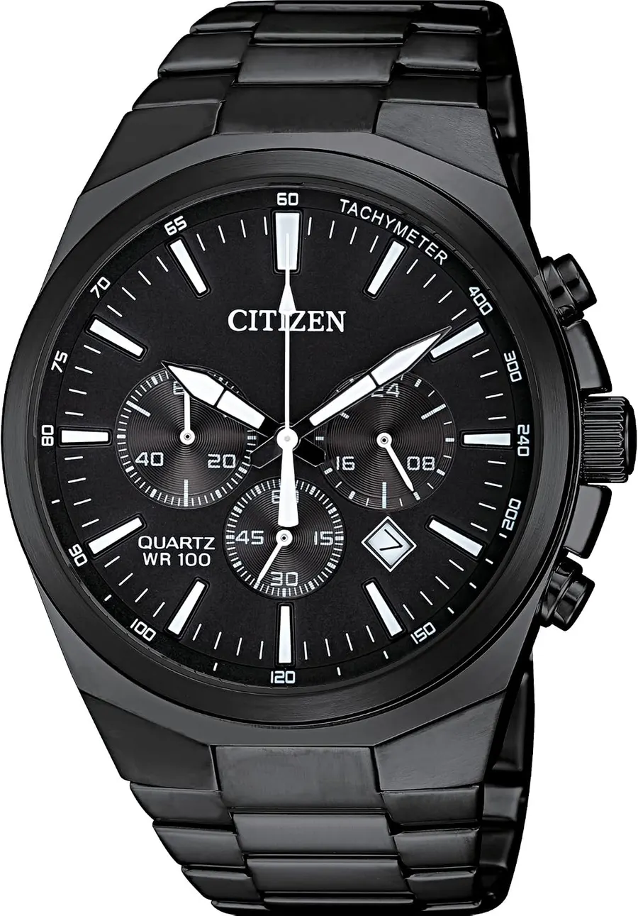 Citizen Quartz Men's Watch, Stainless Steel, Black Bracelet & Dial