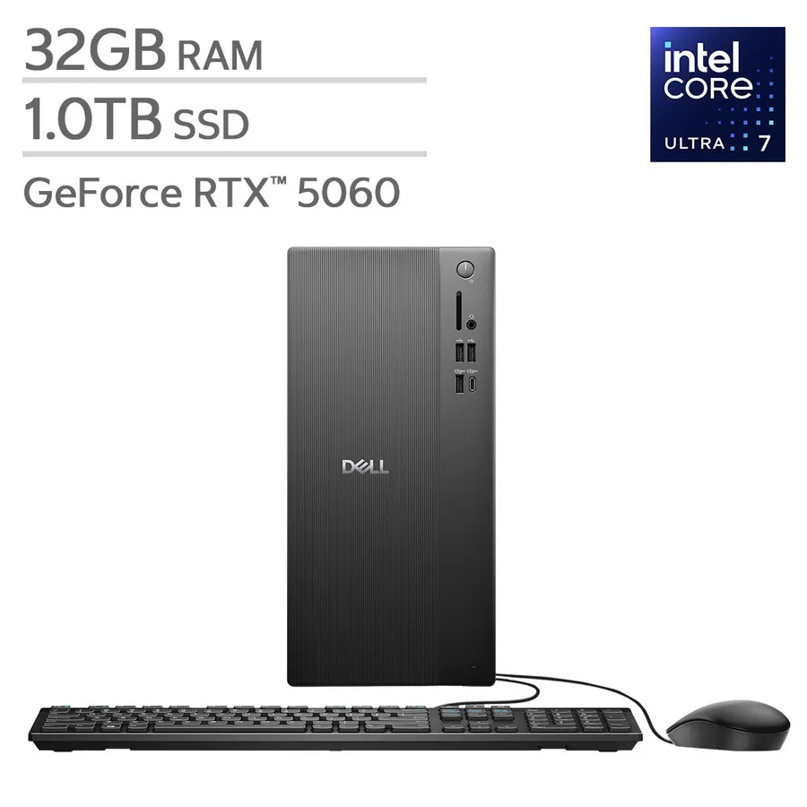 Dell Tower Desktop - Intel Core Ultra 7 265F, RTX 5060, 32GB RAM, 1TB SSD
