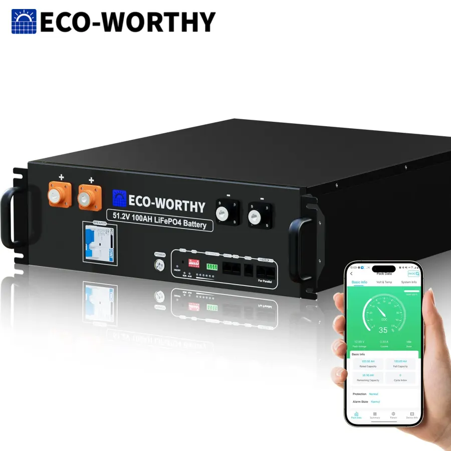 ECO-WORTHY 48V 100Ah LiFePO4 Battery, 5120Wh