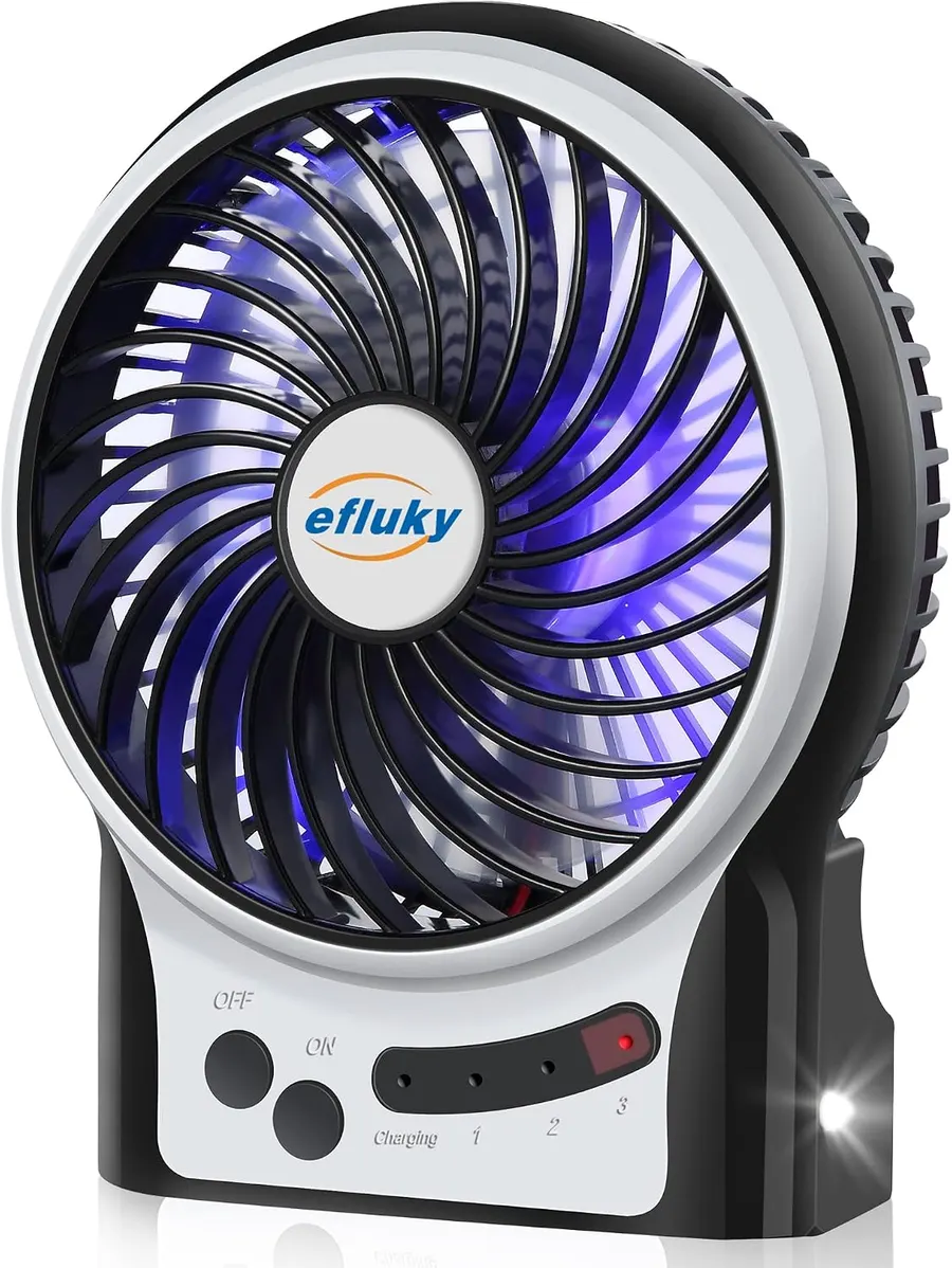 efluky 4.9-Inch Mini Desk Fan with LED Light