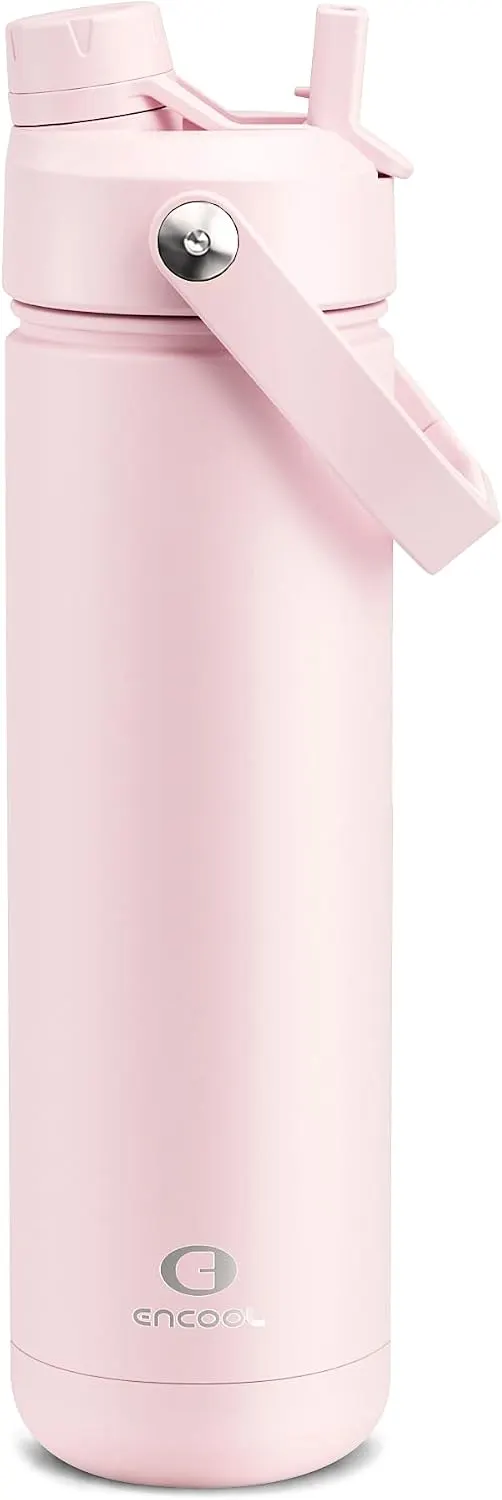 ENCOOL Insulated Water Bottle with Straw, 26 oz (Cotton Candy)