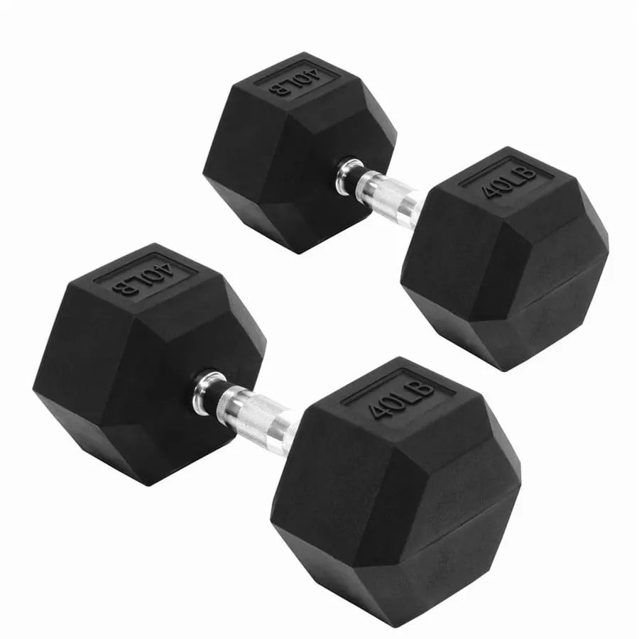 Flexwave Rubber Hex Dumbbells, 40 lb, Set of 2