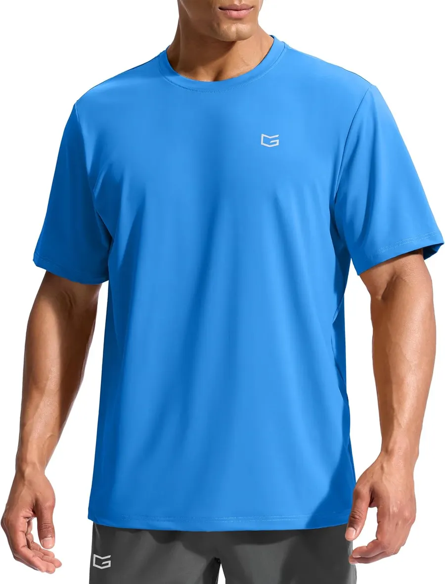 G Gradual Men's UPF 50+ Rash Guard Swim Shirt (Blue)