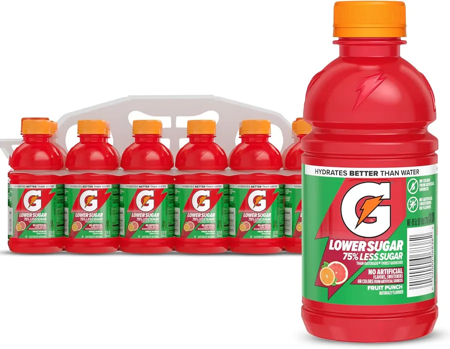 Gatorade Lower Sugar Sports Drink, Fruit Punch, 12 oz Bottles (12 Pack)