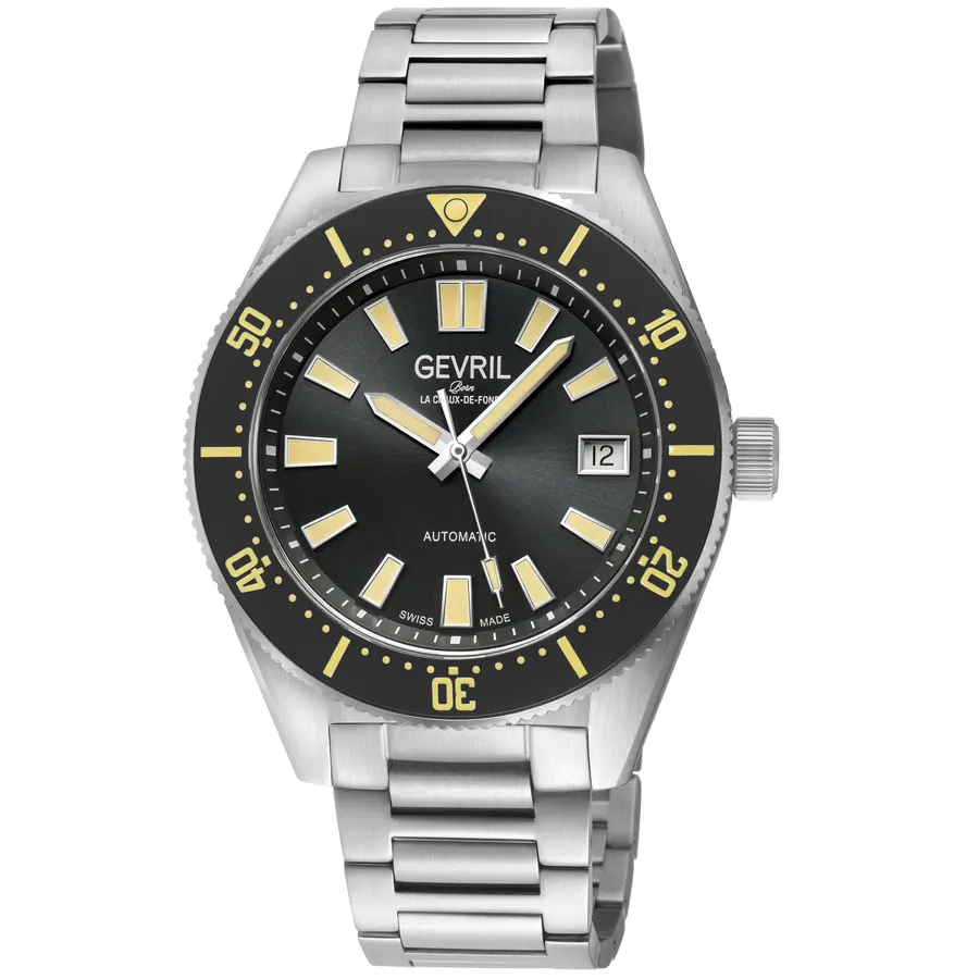 GEVRIL Mariner Row Automatic Black Dial Men's Watch, 42mm