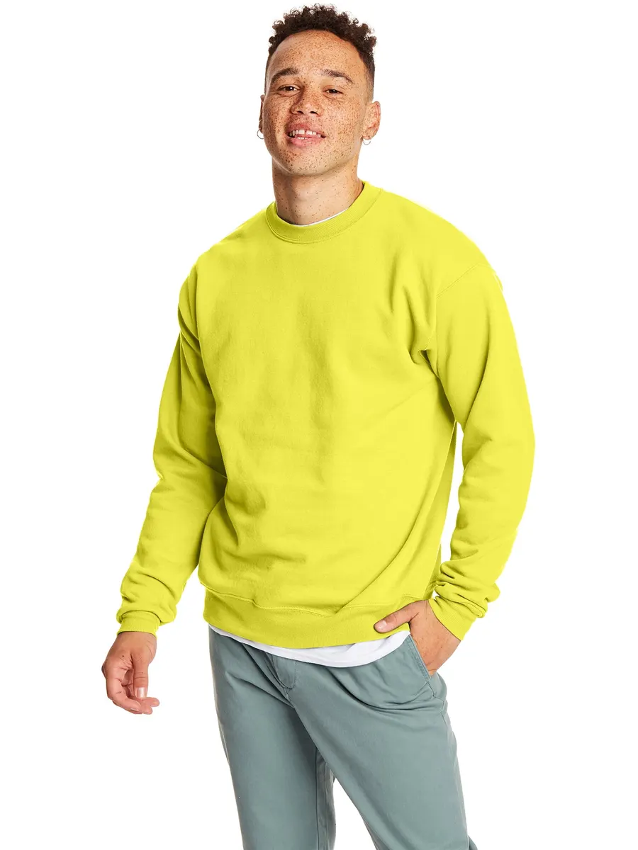 Hanes Men's EcoSmart Fleece Sweatshirt, Safety Green, 3XL