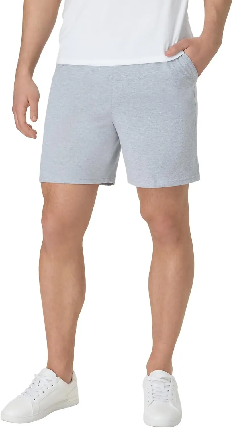 Hanes Men's Originals Cotton Pockets Pull-On Jersey Gym Shorts, 7" Inseam