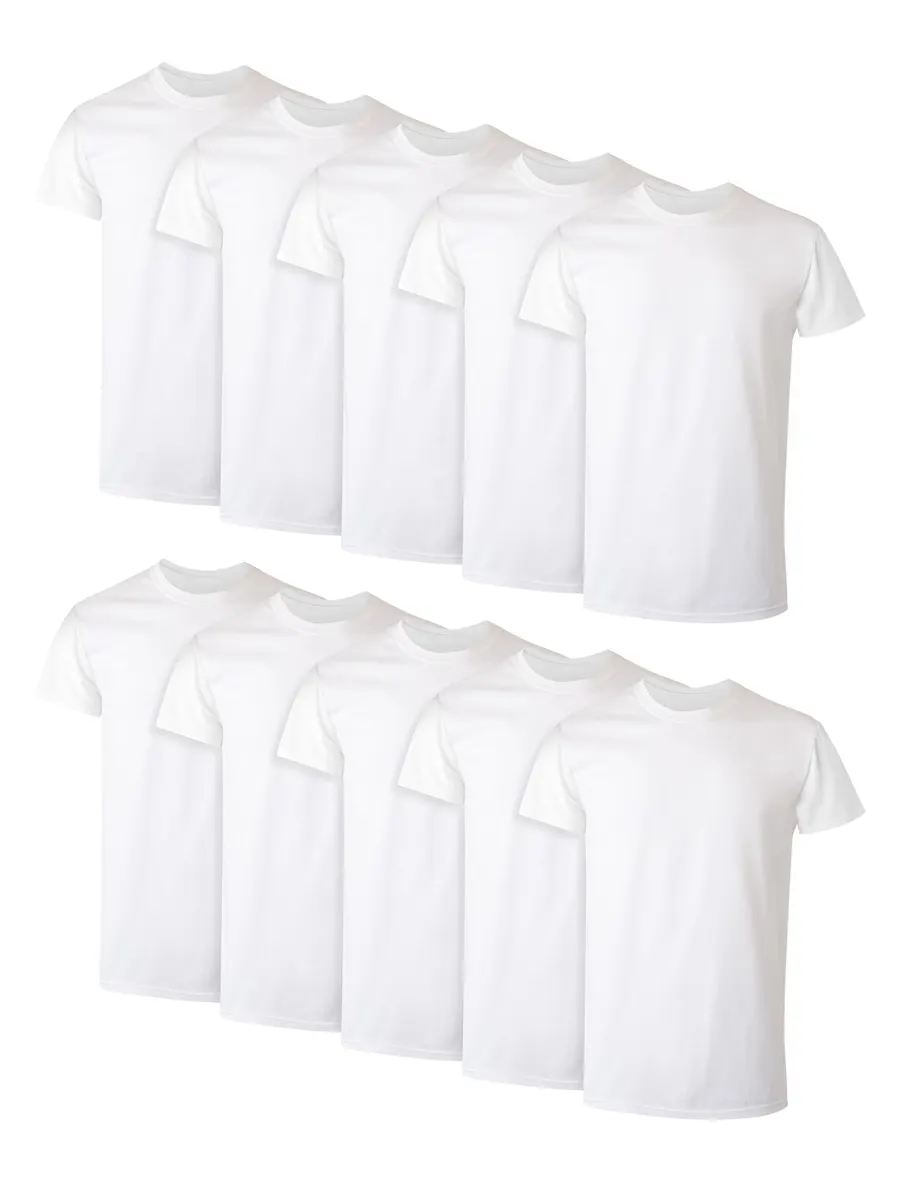 Hanes Men's White Crew T-Shirt Undershirts 10-Pack