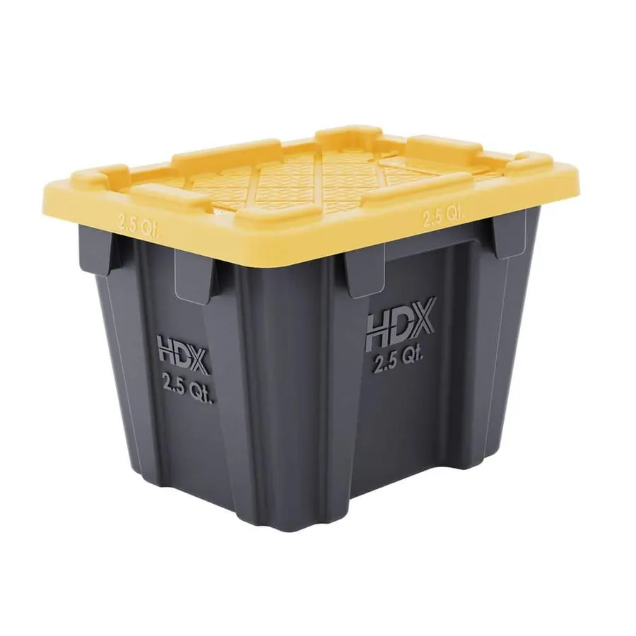 6X HDX 2.5 qt. Tough Storage Tote, Black with Yellow Lid