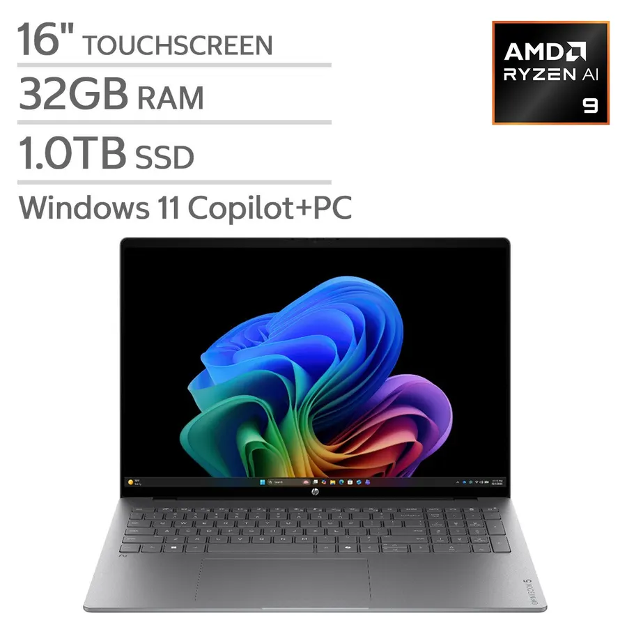HP OmniBook 5 16" Touchscreen Laptop - AMD Ryzen AI 9 465, 32GB RAM, 1TB SSD