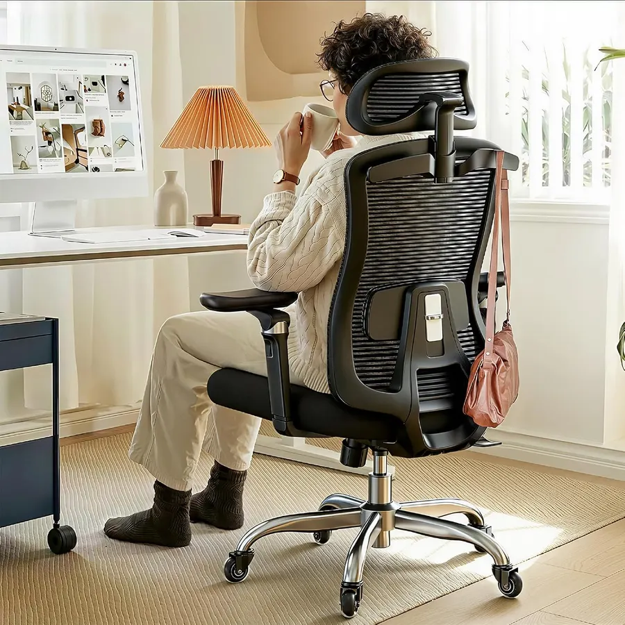HUANUO Ergonomic Office Chair with 6D Armrests and Lumbar Support, Dark