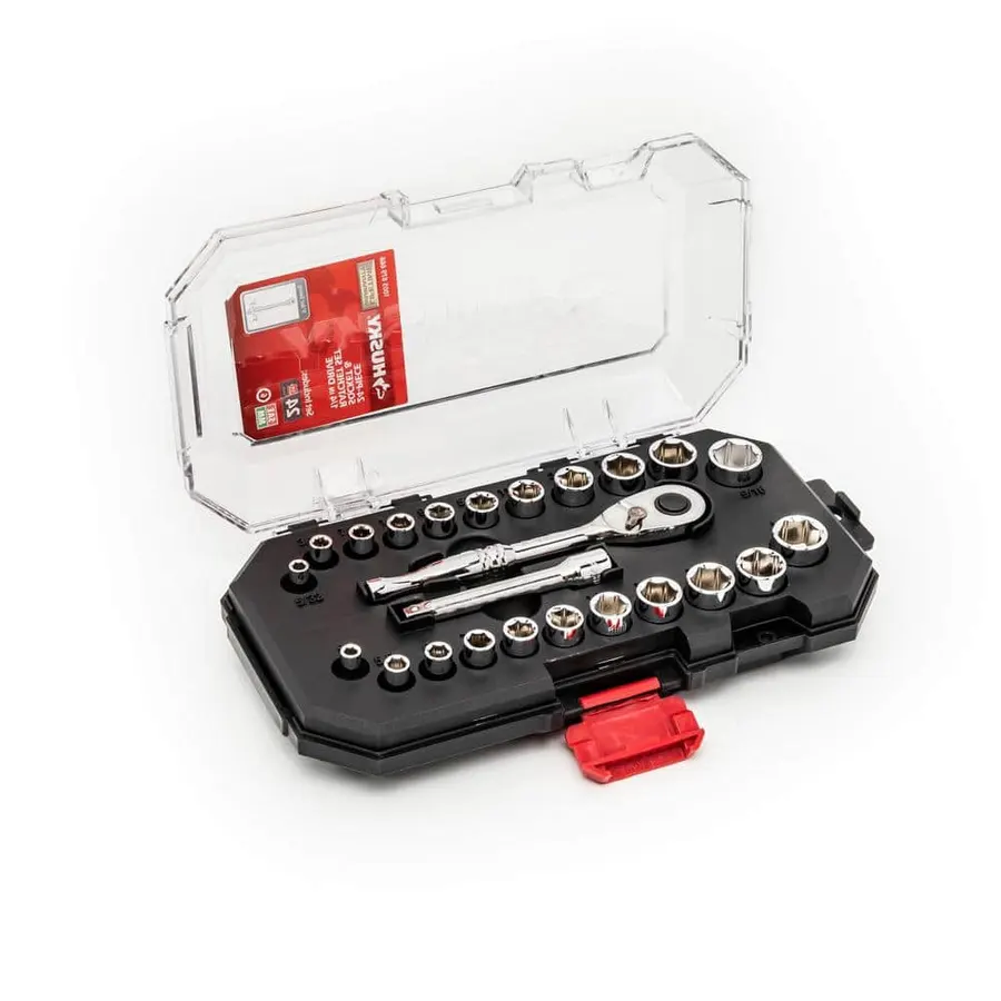 Husky 24-Piece 1/4 in. Drive Ratchet SAE/Metric Standard Socket Set