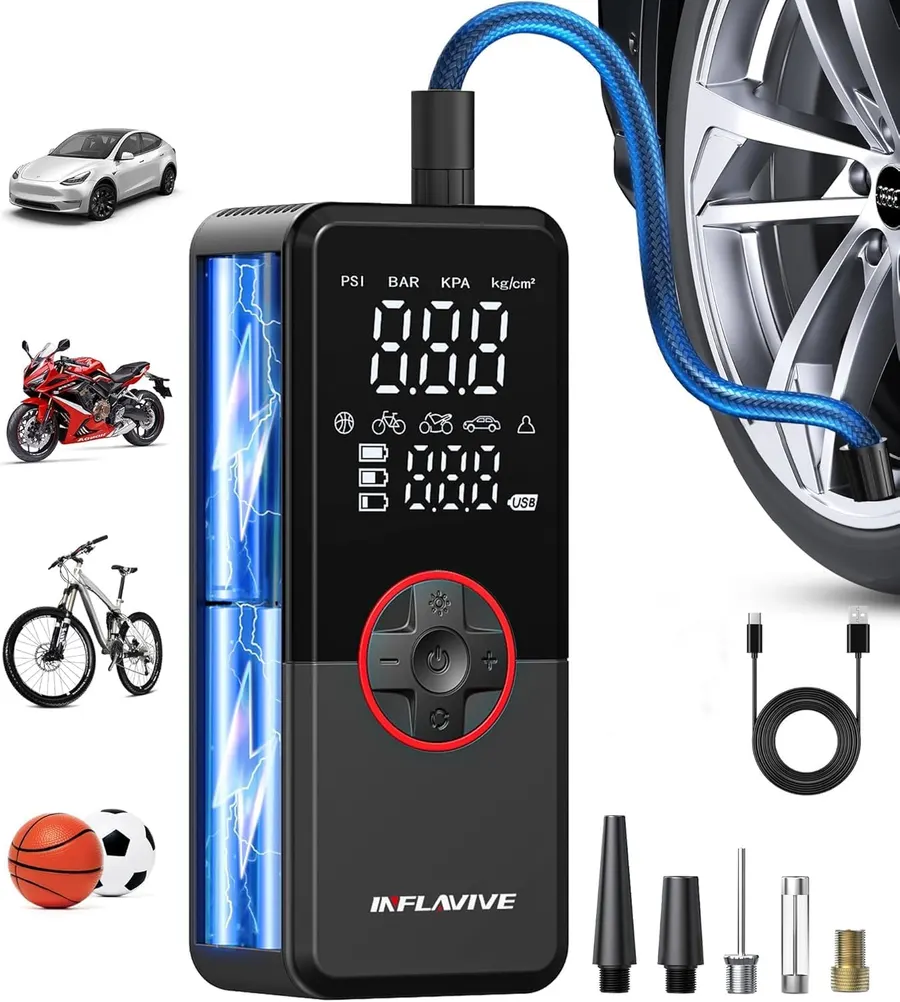 InflaVive Cordless Tire Inflator Portable Air Compressor, 150 PSI