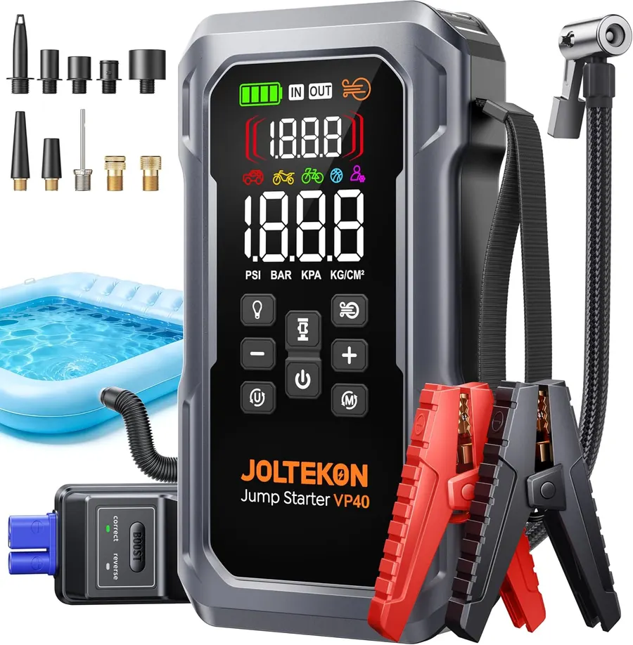 Joltekon 6000A 160PSI 9-in-1 Car Battery Jump Starter with Air Compressor & Blower