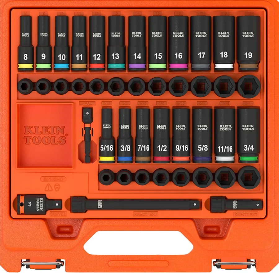 Klein Tools 65148HD KNECT 44-Piece Impact Socket Set, 3/8-Inch Drive