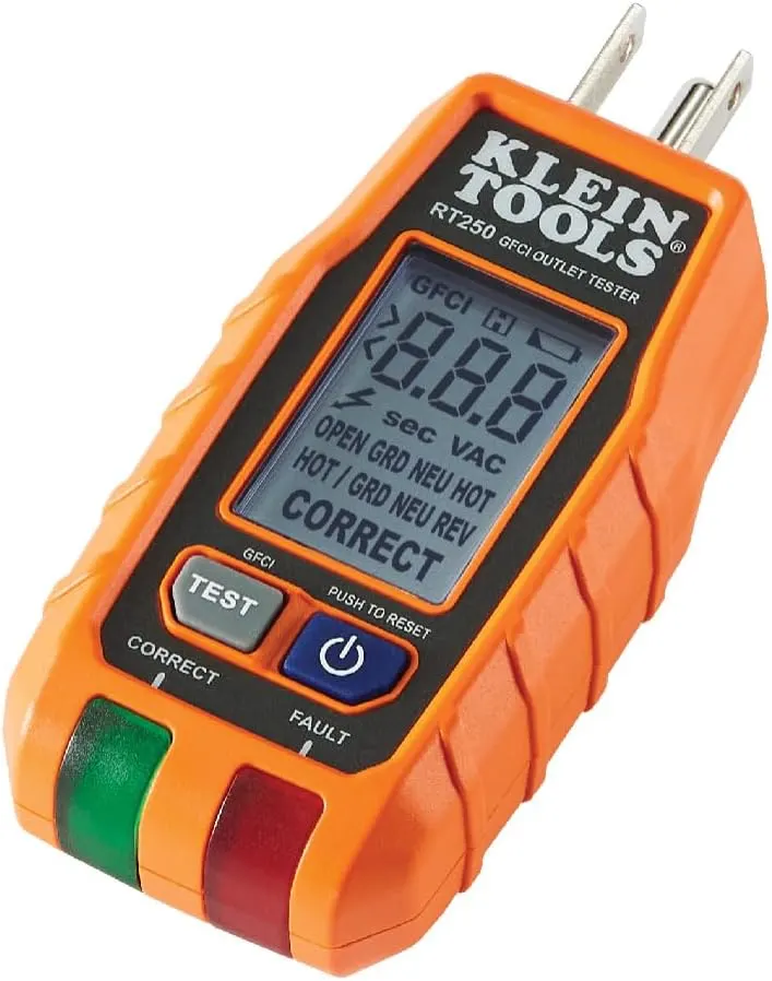 Klein Tools RT250 GFCI Outlet Tester with LCD Display,