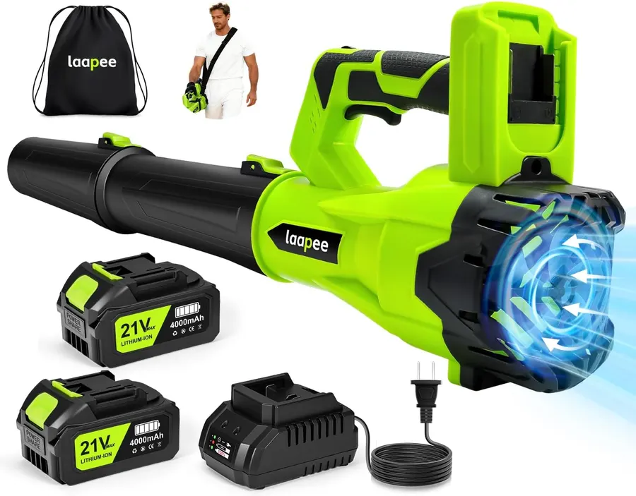 Laapee 650CFM Cordless Leaf Blower, 2x 20V 4.0Ah Batteries