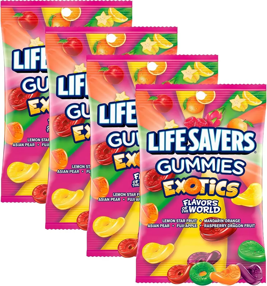 Life Savers Exotics Gummy Candy, 7 oz Bag (Pack of 4)