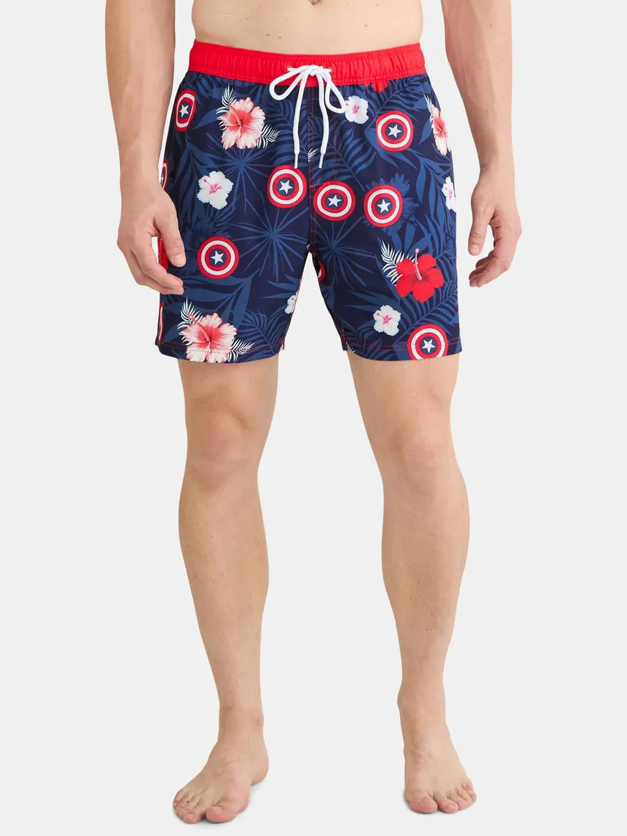 Marvel Men's Captain America Graphic Swim Shorts