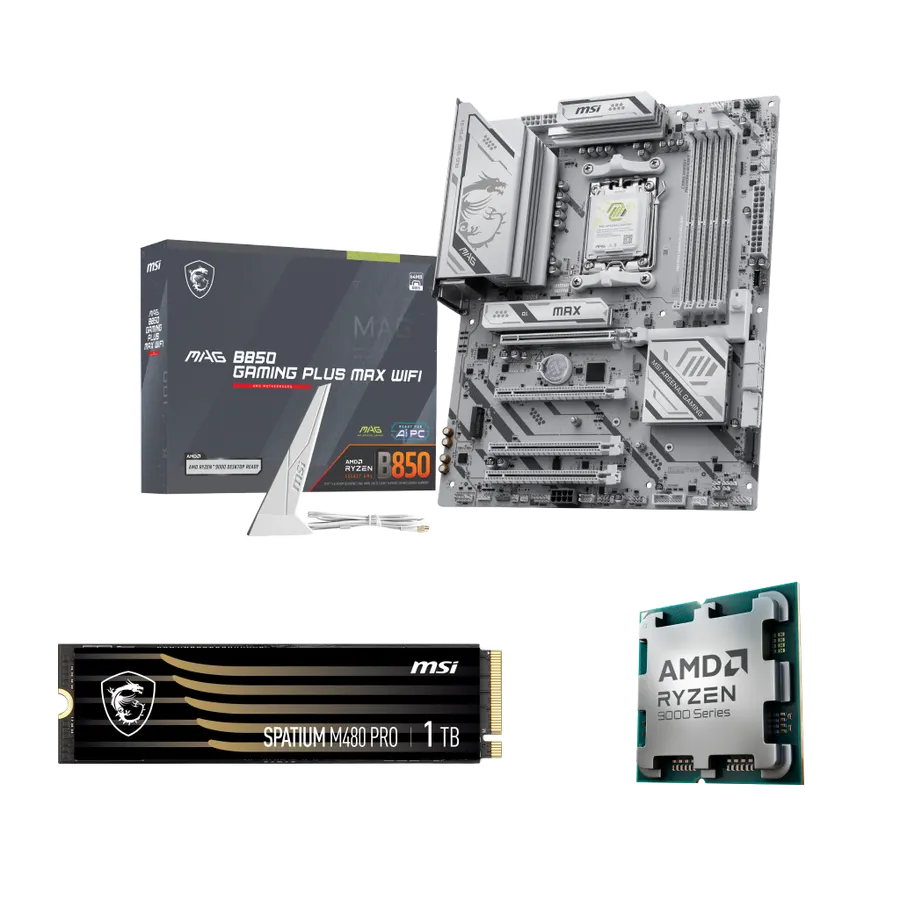 MSI MAG B850 GAMING PLUS MAX WIFI / Ryzen 7 9800X3D / SPATIUM M480 PRO 1TB Bundle