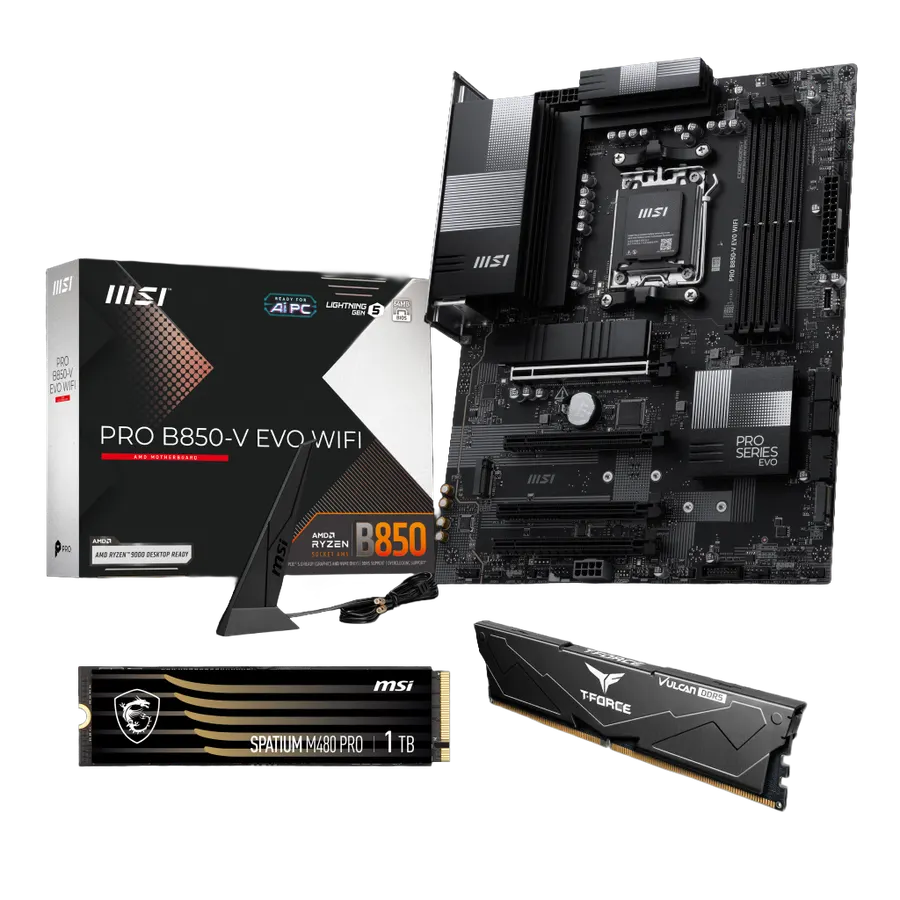 MSI PRO B850-V EVO WIFI Motherboard + 16GB DDR5 RAM + 1TB SSD Combo