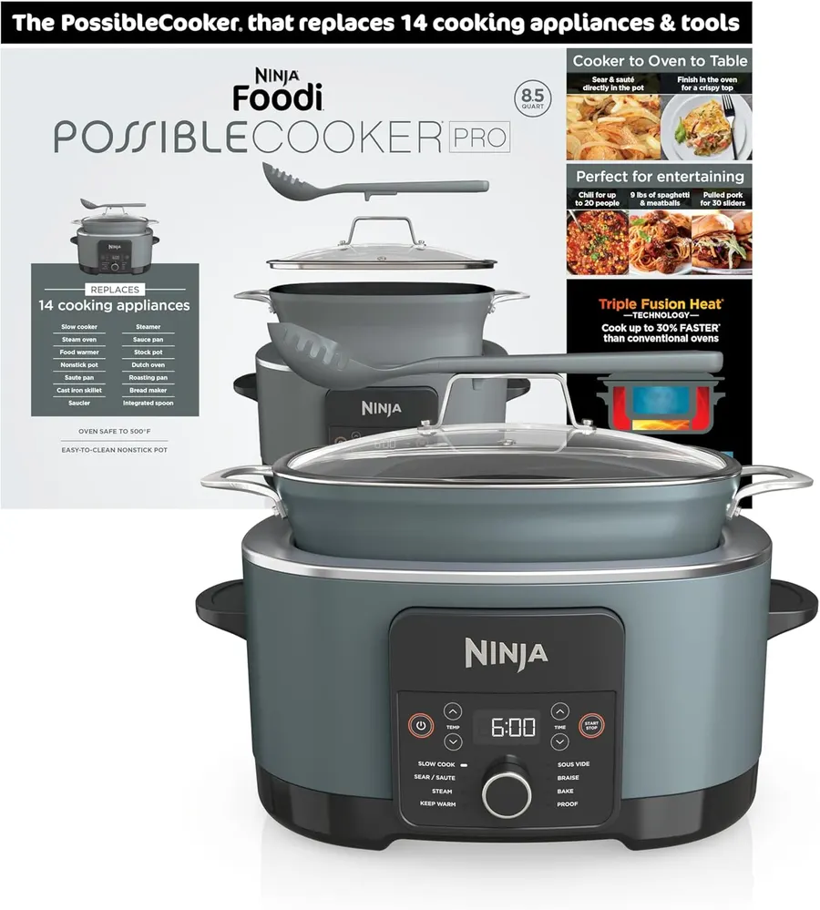 Ninja PossibleCooker PRO 8-in-1, 8.5-qt (Sea Salt Gray, MC1001)