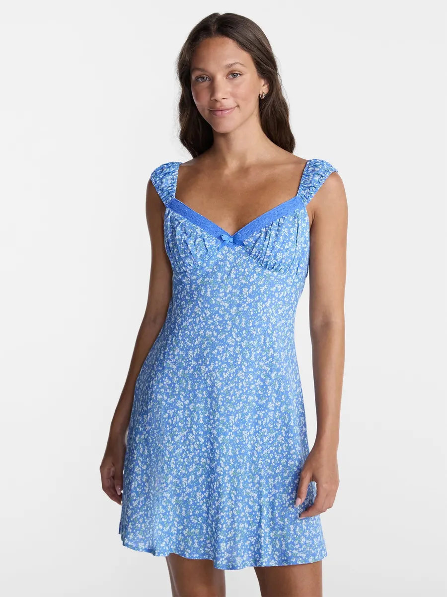 No Boundaries Crochet Trim Dress with Cap Sleeves, Women's