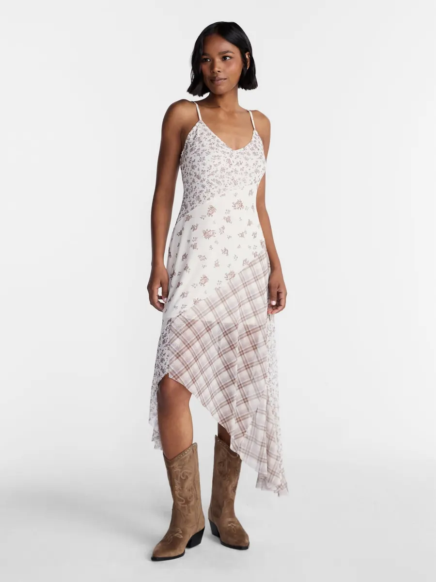 No Boundaries Mix Midi Dress, Women's Juniors Plus, Almond