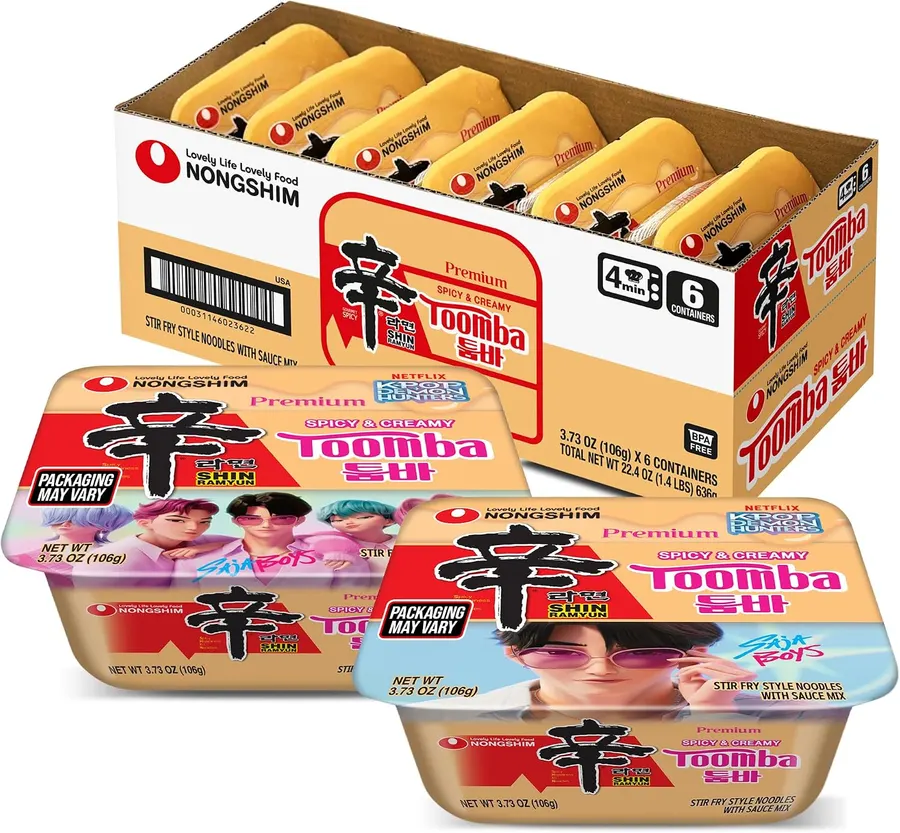 Nongshim Shin Ramyun Toomba Noodle Bowls, 3.73 oz (Pack of 6)