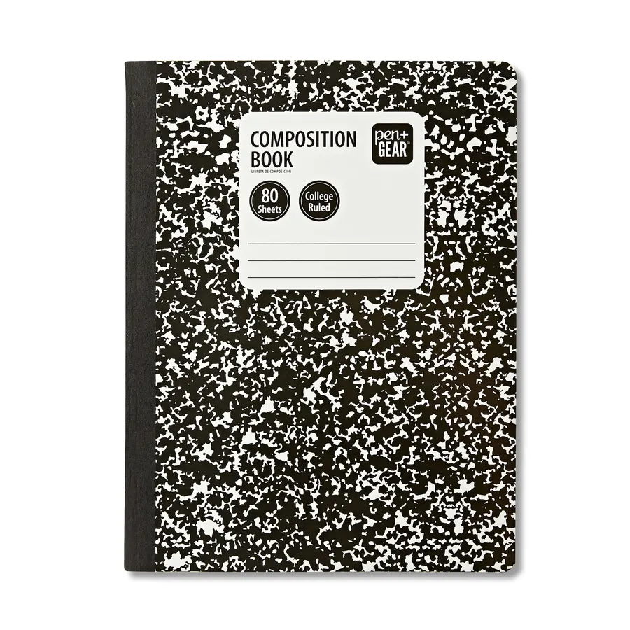Pen+Gear College Ruled Composition Book, 7.5 x 9.75 Inches, Marble Cover