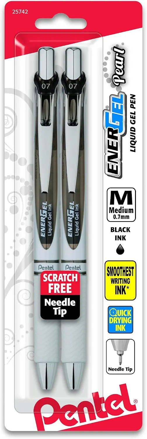 Pentel EnerGel Pearl RTX Gel Pens, Pack of 2,