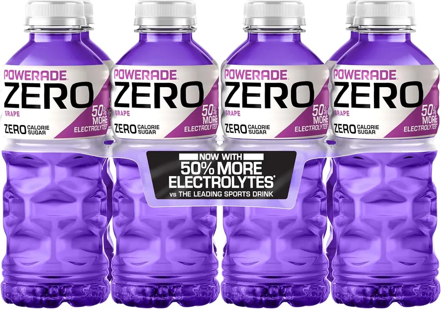 POWERADE ZERO Sugar Sports Drink, Grape, 20 Oz (8 Pack)