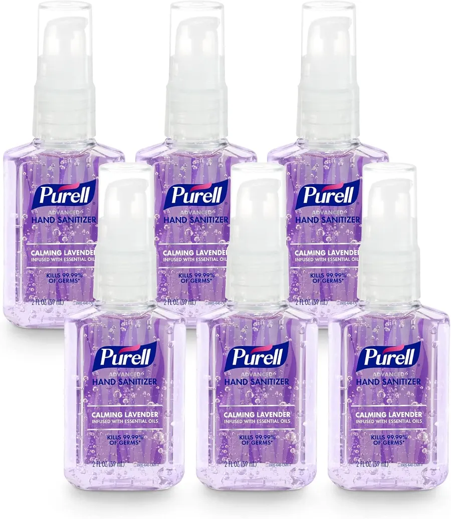Purell Hand Sanitizer Gel Lavender Travel Pump Bottle, 6ct x 2oz