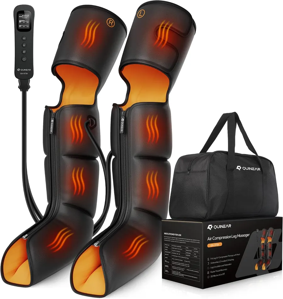 QUINEAR 3-in-1 Leg Massager with Heat and Compression, Foot Calf & Thigh