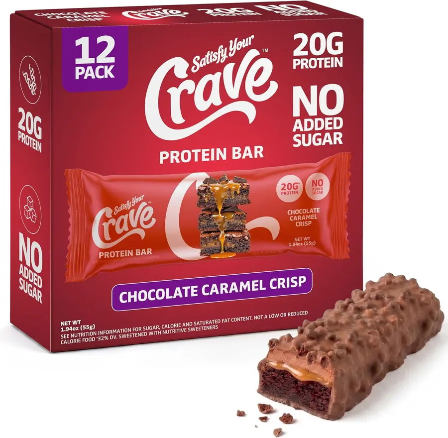 Satisfy Your Crave Protein Bars, Chocolate Caramel Crisp, 12-Pack