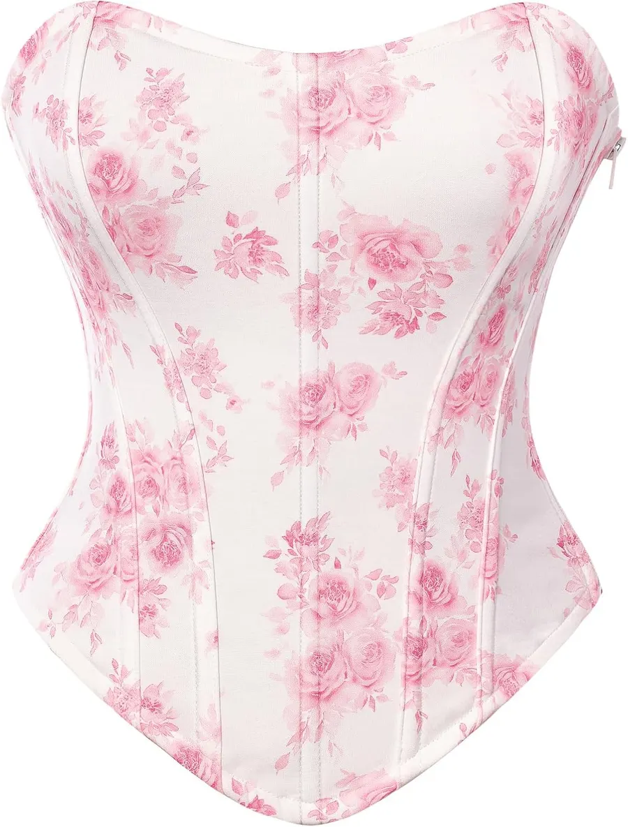 Scarlet Darkness Women's Renaissance Strapless Floral Corset Bustier Top