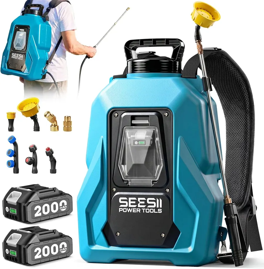 Seesii 5-Gallon Battery Backpack Sprayer with 2 Batteries